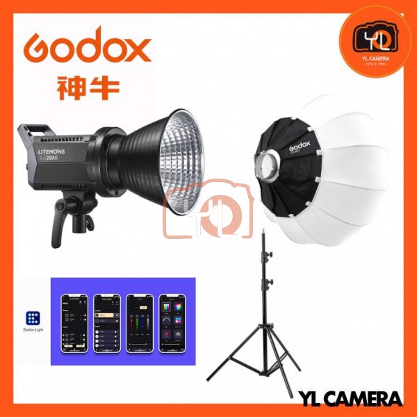 Godox Litemons LA200Bi Bi-Color LED Light (CS-85D Latern Softbox + 280CM Light Stand)