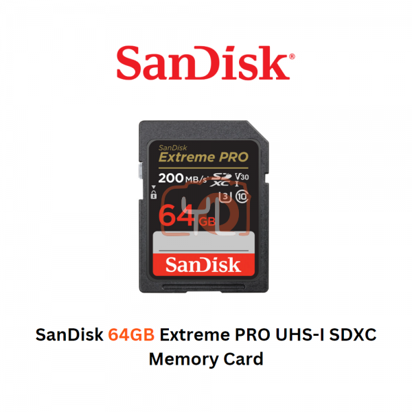 SanDisk 64GB Extreme PRO UHS-I V30 (200MB/S) SDXC Memory Card