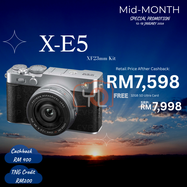 FUJIFILM X-E5 Mirrorless Camera 23mm F2.8 Lens - Silver {Free Sandisk 32GB 120MB Ultra SDHC Card}