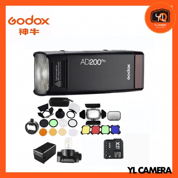 Godox AD200Pro TTL Pocket Flash Kit with X2T-F TTL Wireless Flash Trigger + BD-07 Barn Door Honeycomb Kit + AK-R1 Accessory Kit + SR1 Round Head Adapter for Fujifilm Combo Set