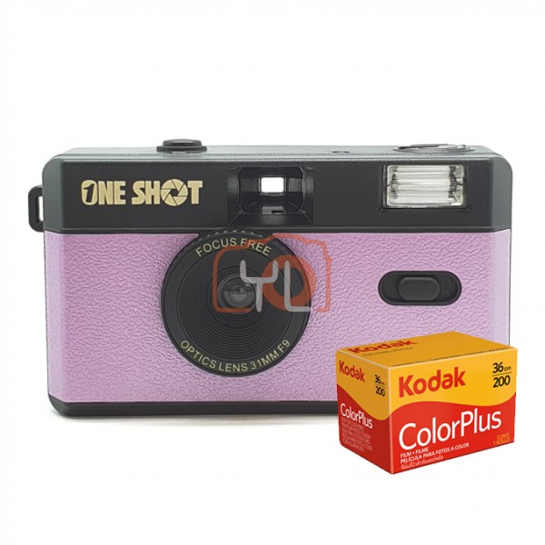 OneShot 31mm F9 Focus Free Film Cameras - Purple (Film Set) ( Kodak Gold 200 24 exp )