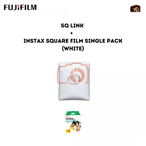 FUJIFILM INSTAX SQUARE LINK Smartphone Printer (Ash White) + Fujifilm Instax Square film single pack