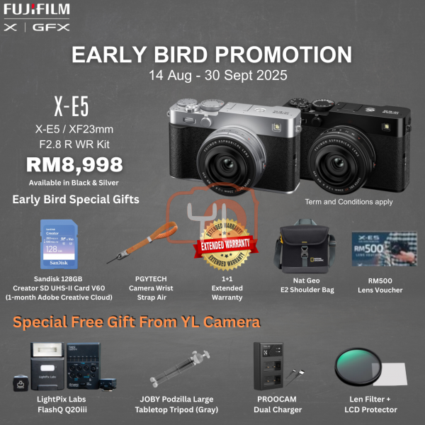 FUJIFILM X-E5 Mirrorless Camera 23mm F2.8 Lens with accessories (Black)