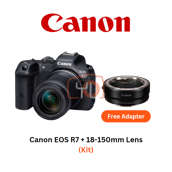 Canon EOS R7 Camera with RF-S18-150mm f3.5-6.3 IS STM Lens (Free Canon EF- EOS R Adapter)