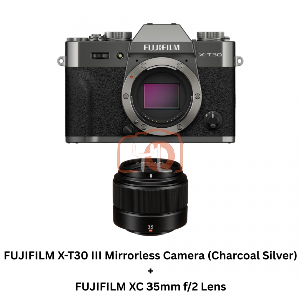 FUJIFILM X-T30 III Mirrorless Camera (Charcoal Silver) + FUJIFILM XC 35mm f/2 Lens