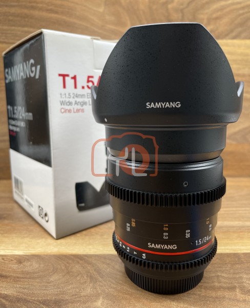 [USED @ YL LOW YAT]-Samyang 24mm T1.5 VDSLR II Cine Lens For Canon,95% Condition Like New,S/N:D315G0121