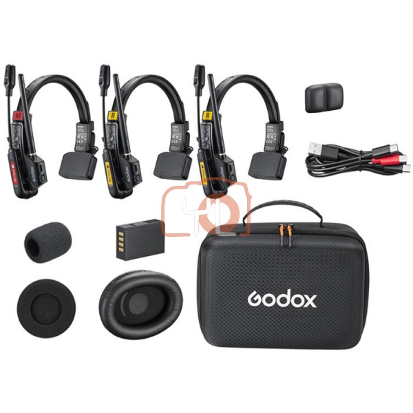 Godox SkyTalk Air 3S 3-Person Full-Duplex Wireless Intercom Headset System (2.4 GHz)