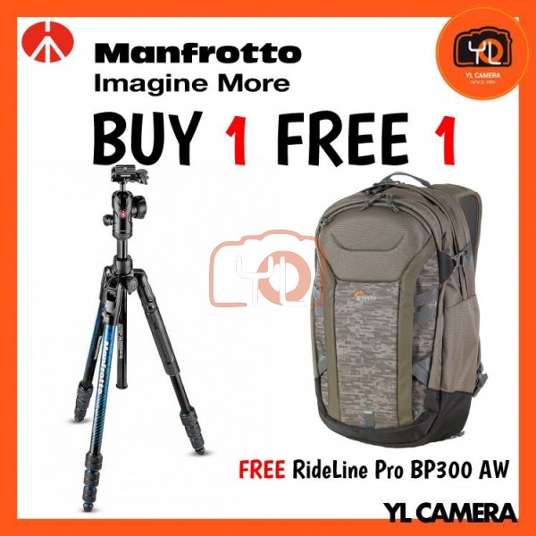 (BUY 1 FREE 1) Manfrotto MKBFRTA4BL-BH Befree Advanced Travel Aluminum Tripod Kit FREE Lowepro Ridgeline Pro BP 300 AW (Mica)