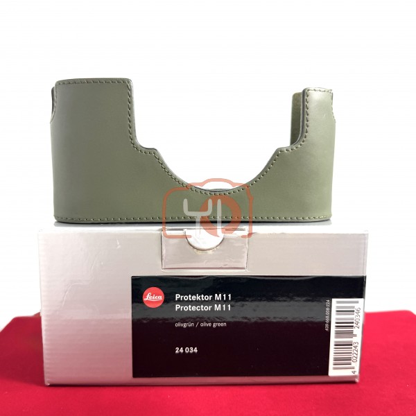 [USED-PJ33] Leica M11 Protector Leather Case Olive Green (24034), 95% Like New Condition