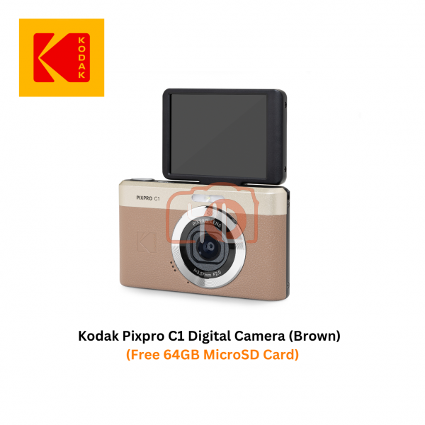 Kodak Pixpro C1 Digital Camera - Brown (Free Kodak 64GB MicroSD Card)