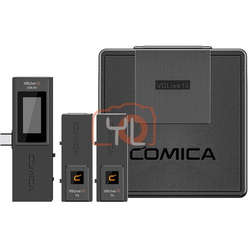 Comica Audio VDLive10 Ultracompact 2-Person Digital Wireless Microphone System for Cameras & USB Type-C Devices (Black, 2.4 GHz)