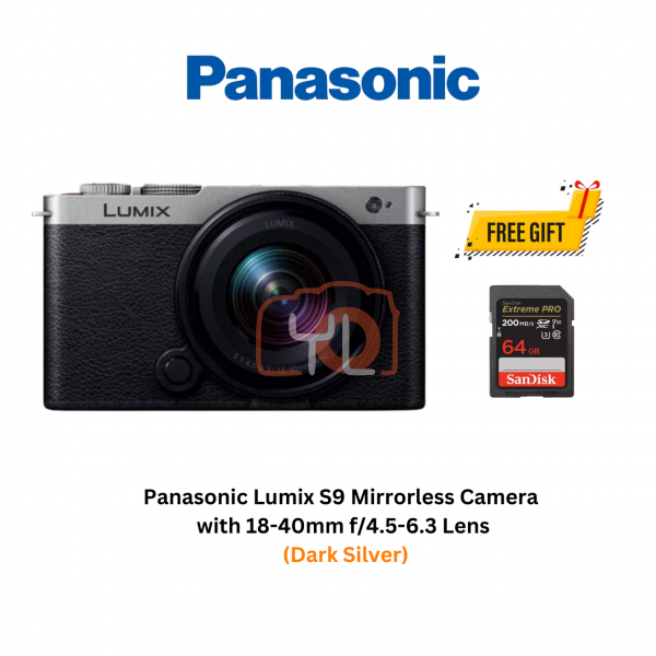 Panasonic Lumix S9 Mirrorless Camera + 18-40mm F4.5-6.3 Lens (Dark Silver) (Free Sandisk 64GB 200/90MB Extreme Pro SD Card)