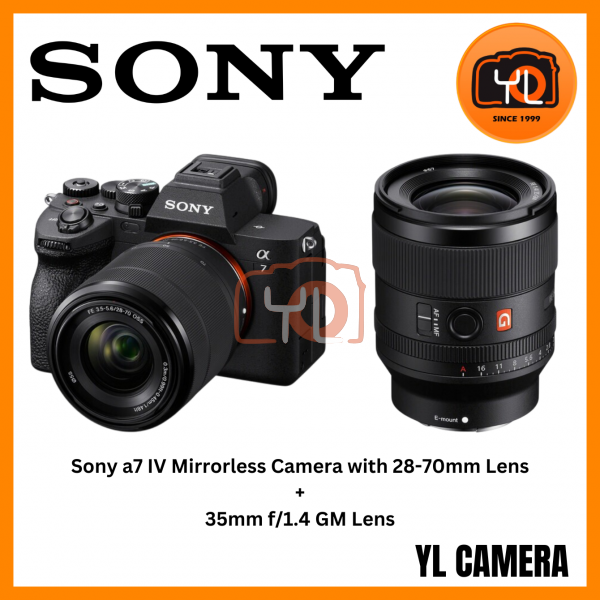 Sony a7 IV Mirrorless Camera with 28-70mm Lens+Sony FE 35mm f/1.4 GM Lens ((Free Sandisk 64GB Extreme Pro SD Card & Extra Battery & RM200 Touch N Go Voucher Online)