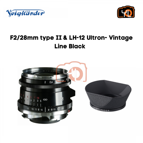 Voigtlander 28mm F2 Ultron Vintage Aspherical VM Lens Type II & LH-12 - Black (For Leica M-Mount)