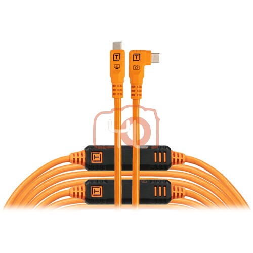 Tether Tools CUC31RTG2-ORG TetherPro Optima USB-C Cable (31', High-Visibility Orange, Right-Angle)