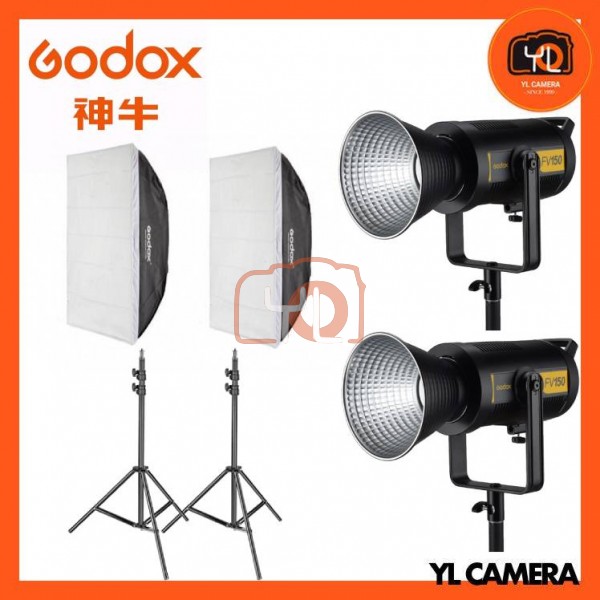 Godox FV150 High Speed Sync Flash LED Light With SB-BW60x60 Softbox + 280CM Light Stand (2 Light Dou Kit)