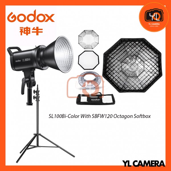 Godox SL100Bi Bi-Color LED With SB-FW120cm Octagon Soft Softbox + 280CM Light Stand (1 Light Kit)