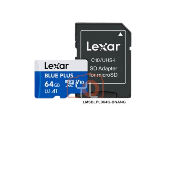 Lexar 64GB BLUE PLUS microSD Card UHS-I with Adapter (Up to 170MB/s A2 V30 U3 4K UHD)