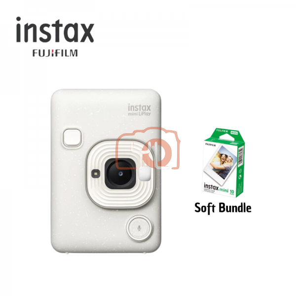 FUJIFILM INSTAX MINI Liplay Hybrid Instant Camera (Misty White) - Soft Bundle Camera + 1 Pack of Film 10pcs