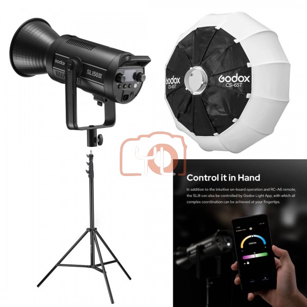 Godox SL150III Daylight LED Video Light Whit CS-65T Lantern Softbox + 280cm Light Stand