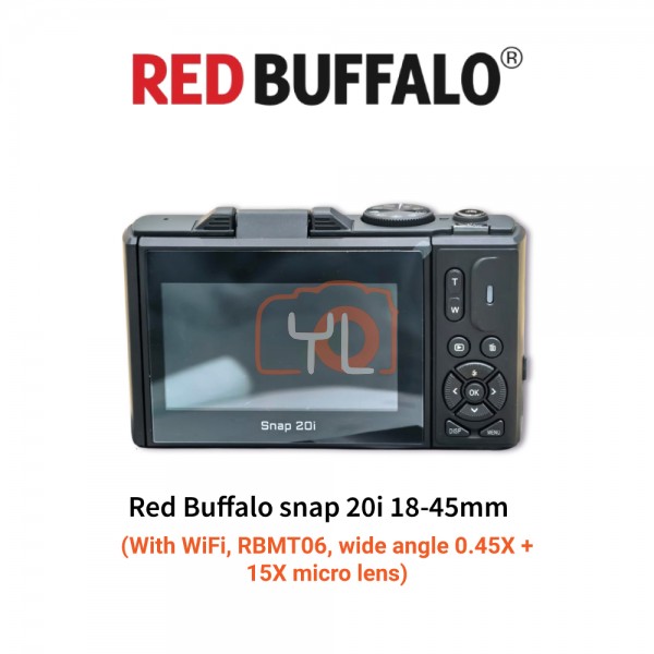 Red Buffalo Snap 20i 4K Digital Camera with WiFi, RBMT06, wide angle 0.45X  + 15X micro lens.