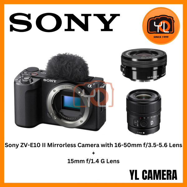 Sony ZV-E10 II Mirrorless Camera with 16-50mm Lens (Black) + Sony E 15mm f/1.4 G Lens (Free Sandisk 64GB Extreme Pro SD Card & Extra Battery)