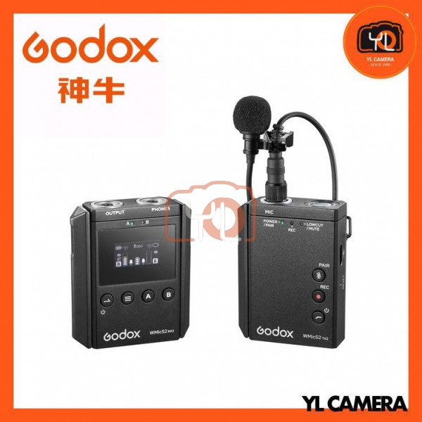 Godox WMicS2 UHF Compact Wireless Microphone System for Cameras & Smartphones with 3.5mm (514 to 596 MHz)