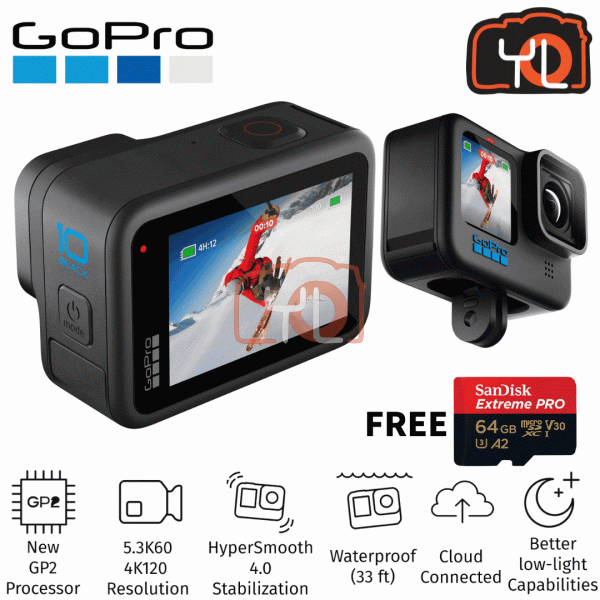 GoPro Hero10 - ( Free Sandisk 64GB extreme pro 170MB micro SD card )