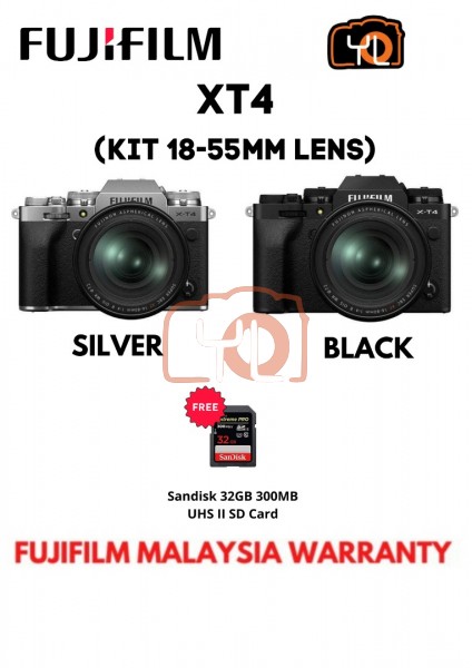 Fujifilm X-T4 + XF 18-55mm f/2.8-4R LM OIS - Black ( Free 32GB UHS II Card )