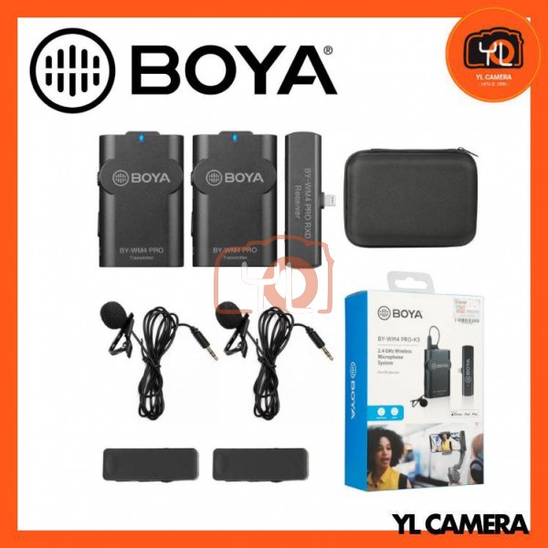 Boya BY-WM4 PRO Kit 4 Two-Person Digital Wireless Omni Lavalier Microphone System for Lightning iOS Devices (2.4 GHz)