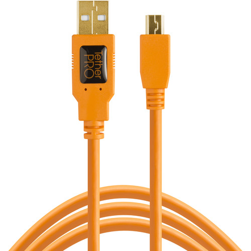 Tether Tools CU5451 TetherPro USB 2.0 Type-A to 5-Pin Mini-USB Cable (Orange, 15')