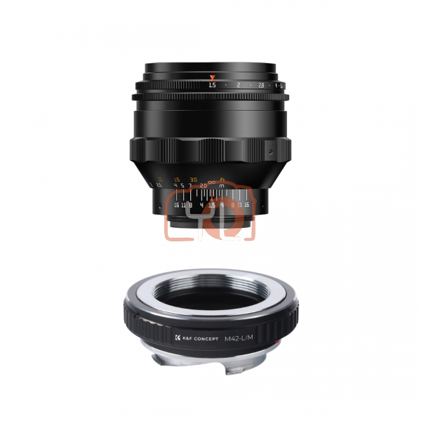 TTArtisan 75mm f1.5 Swirly Bokeh Lens (M42, Black) + K&F M42 Leica M Adapter