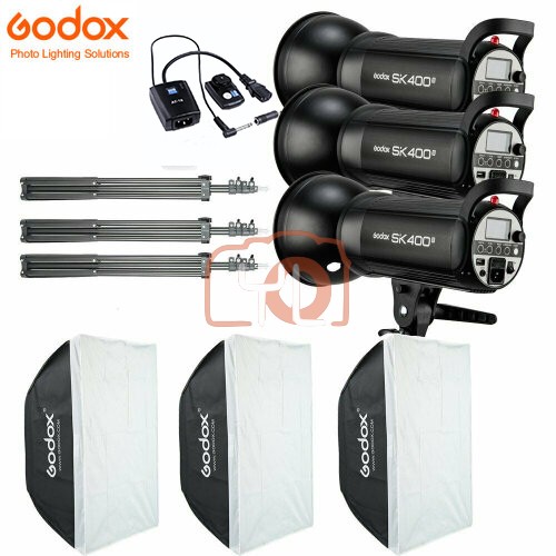 Godox SK400II Studio Light Softbox 3 Light Kit ( Trigger ,  60x60cm Softbox , 3 Lights , 3 Stand )