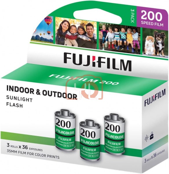 FUJIFILM 200 Speed Film 35mm Roll Film for Color Prints (3 rolls, 36 exp)