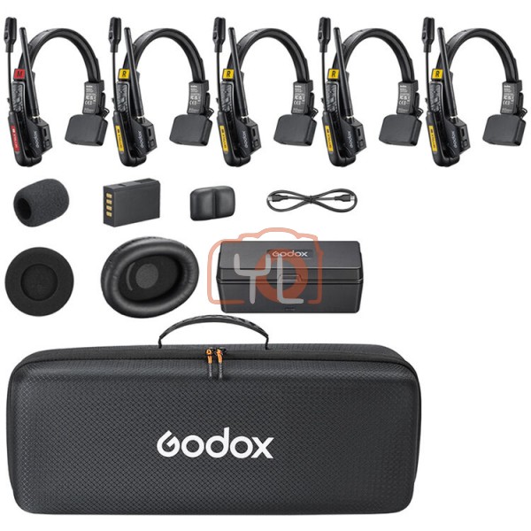 Godox SkyTalk Air 5S 5-Person Full-Duplex Wireless Intercom Headset System (2.4 GHz)