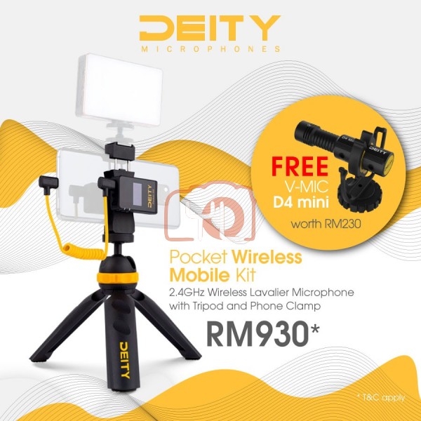 Deity Microphones Pocket Wireless Digital Microphone Mobile Kit with Tripod & Smartphone Clamp ( FREE Deity D4 Mini worth RM230 )