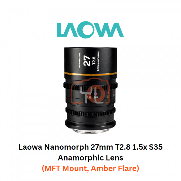 Laowa Nanomorph 27mm T2.8 1.5x S35 Anamorphic Lens (MFT Mount, Amber Flare)