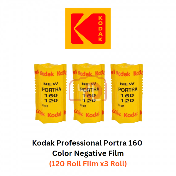 Kodak Professional Portra 160 Color Negative Film (120mm Roll Film, 3 Packs)