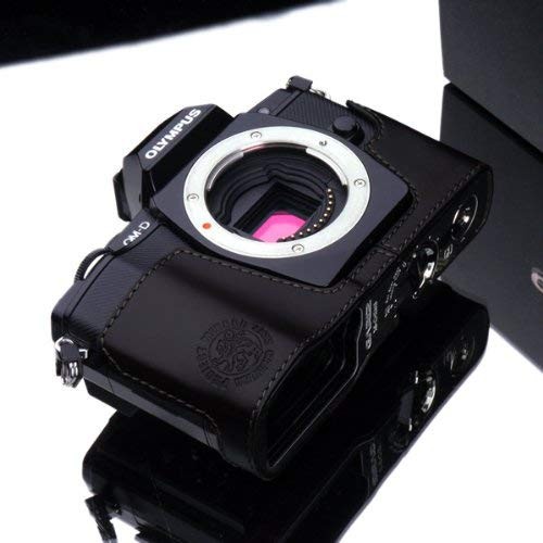 Gariz Genuine Leather XS-CHEM5BK Camera Metal Half Case for Olympus OM-D E-M5 EM5, Black