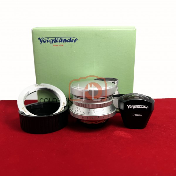 [USED-PJ33] Voigtlander 21MM F4 Color-Skopar MC LTM (Japan Vision) + 21mm Viewfinder + LTM To Leica M Mount Adapter , 95% Like New Condition