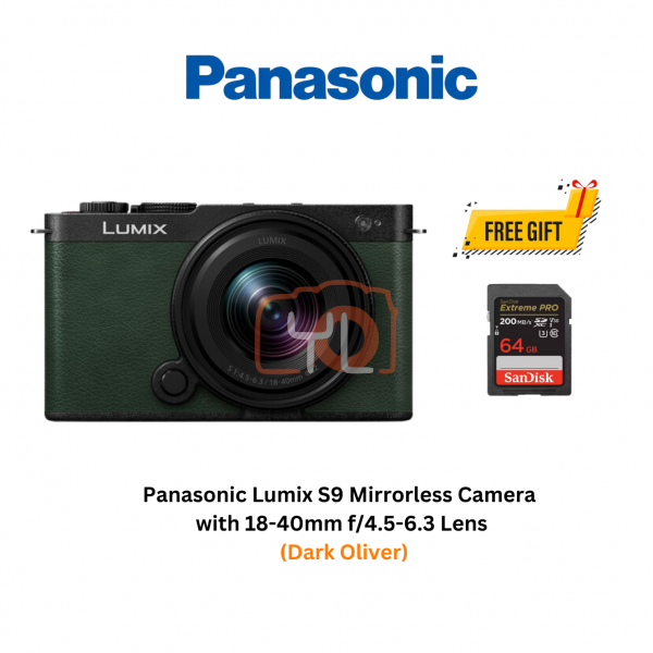 Panasonic Lumix S9 Mirrorless Camera + 18-40mm F4.5-6.3 Lens (Dark Olive) (Free Sandisk 64GB 200/90MB Extreme Pro SD Card)