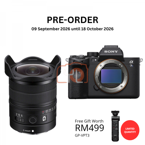 [PRE-ORDER] Sony FE 8-14mm f3.5 Fisheye G Lens PWP with Sony a7S III Mirrorless Camera Body - Free Sony GP-VPT3 Wireless Shooting Grip with Detachable Remote