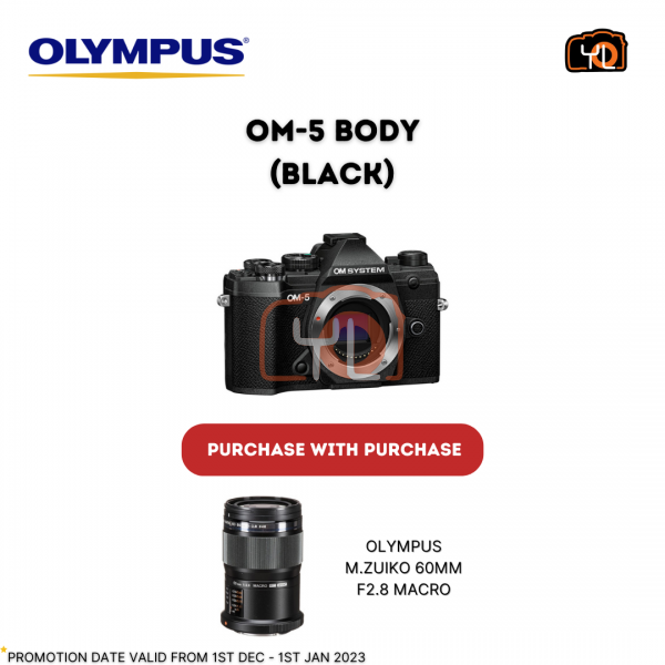 OM SYSTEM OM-5 Body (Black) + 60mm F2.8 Macro Lens