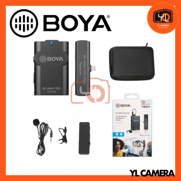 Boya BY-WM4 PRO Kit 3 Digital Wireless Omni Lavalier Microphone System for Lightning iOS Devices (2.4 GHz)