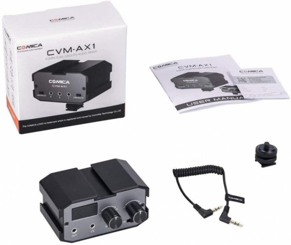 Comica CVM-AX1 Audio Mixer Adapter Universal Dual Channels Microphone Amplifier Audio Mixer 3.5mm Port