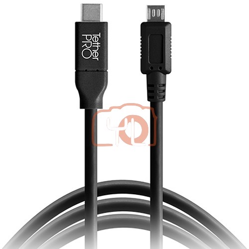 Tether Tools TetherPro USB Type-C Male to 5-Pin Micro-USB 2.0 Type-B Male Cable (15', Black)