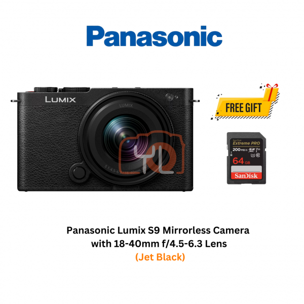 Panasonic Lumix S9 Mirrorless Camera + 18-40mm F4.5-6.3 Lens (Jet Black) (Free Sandisk 64GB 200/90MB Extreme Pro SD Card)