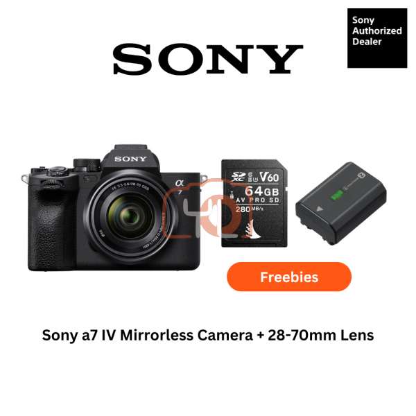 Sony a7 IV Mirrorless Camera + 28-70mm Lens - Free Angelbird 64GB 280/160mb V60 AV PRO SD Card & Extra Battery NPFZ100 & RM200 Touch N Go voucher Online redemption