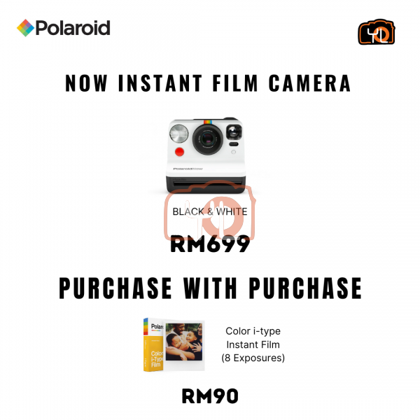 Polaroid Now Instant Film Camera (Black+ White) - PWP: i-Type Instant Film @RM90