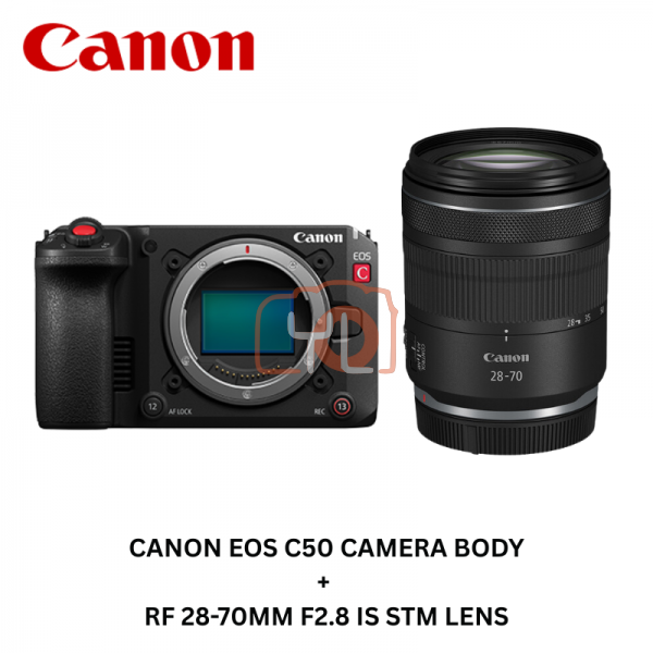 Canon C50 Full-Frame Cinema Camera + RF 28-70mm F2.8 L IS USM Lens (Free Extra Battery LP-E6P)